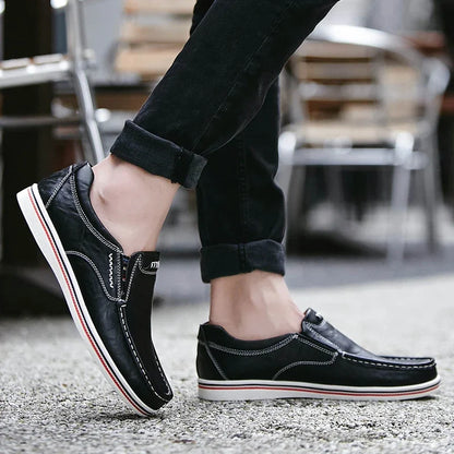 MANSSINO™ | Men's Leather Slip-On with Contrast Sole