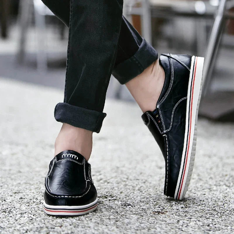 MANSSINO™ | Men's Leather Slip-On with Contrast Sole