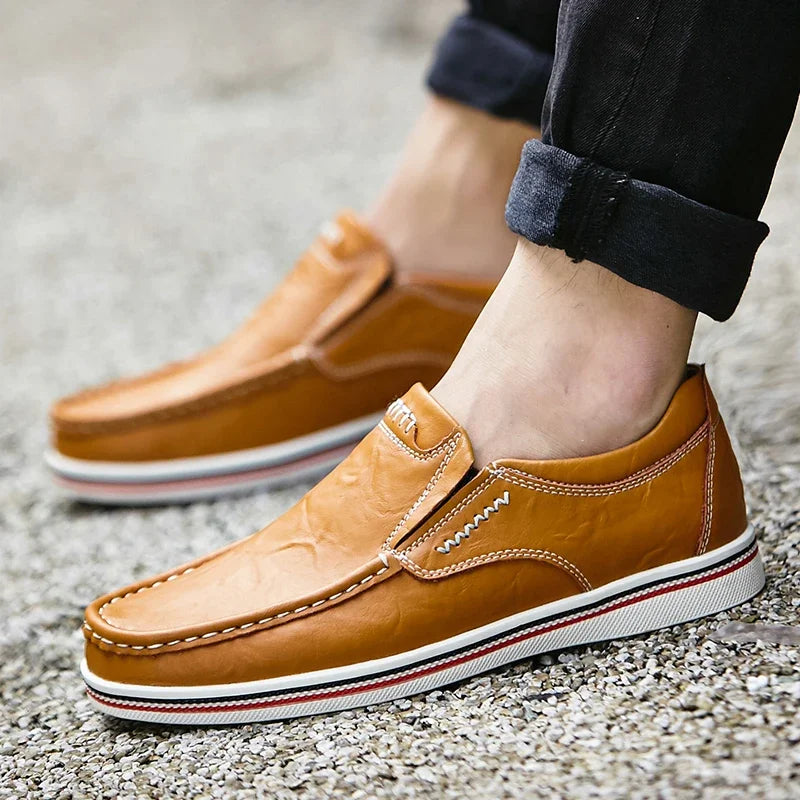 MANSSINO™ | Men's Leather Slip-On with Contrast Sole