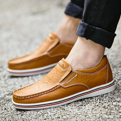MANSSINO™ | Men's Leather Slip-On with Contrast Sole
