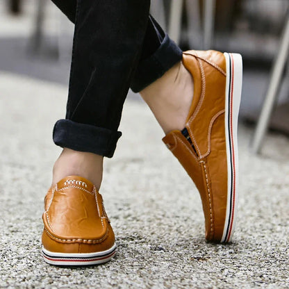 MANSSINO™ | Men's Leather Slip-On with Contrast Sole