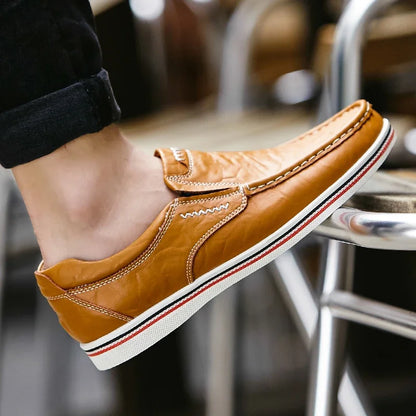 MANSSINO™ | Men's Leather Slip-On with Contrast Sole