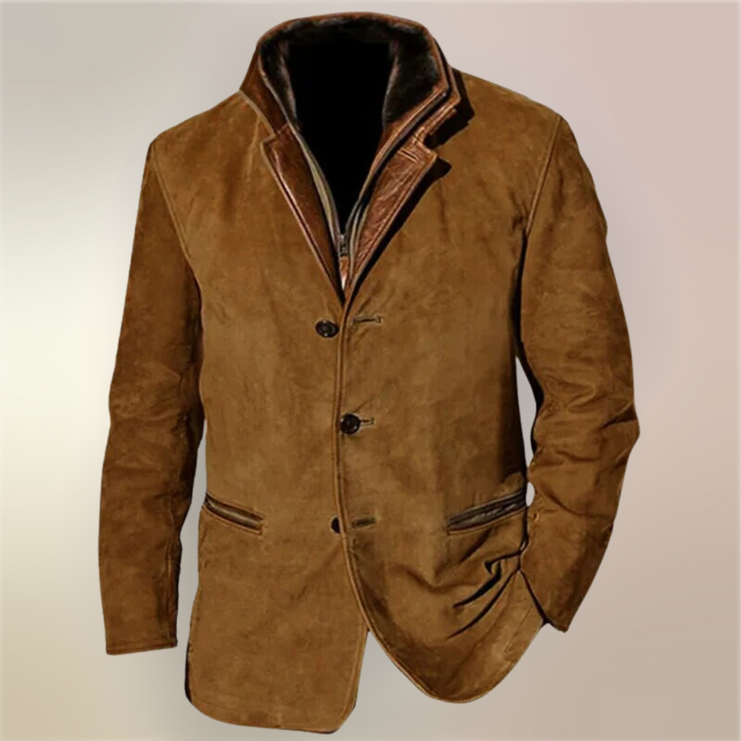 MONVIEL™ | Classic Vintage Leather-Trim Jacket