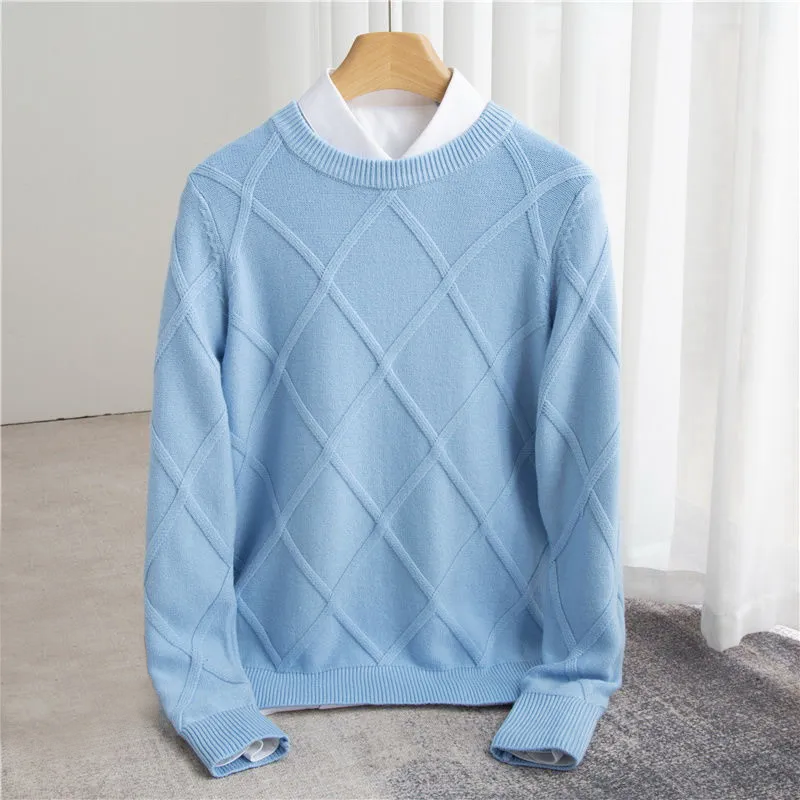MANSSINO™ | Men's Cashmere Argyle Pullover
