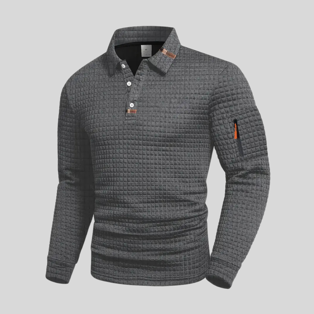 MONVIEL | Textured Long-Sleeve Polo