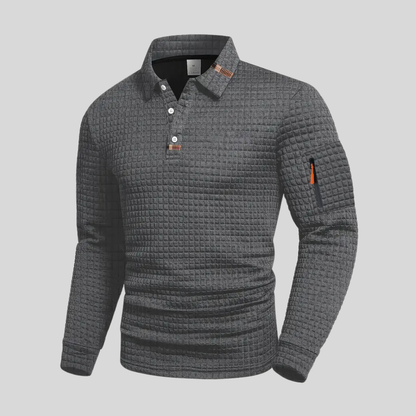 MONVIEL | Textured Long-Sleeve Polo