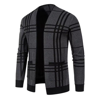 MANSSINO™ | Check Open-Front Knit Cardigan
