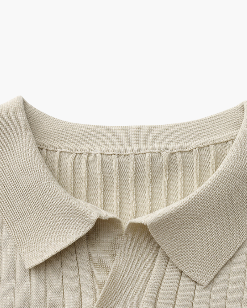 MONVIEL | Classic Collar Ribbed Knit Polo