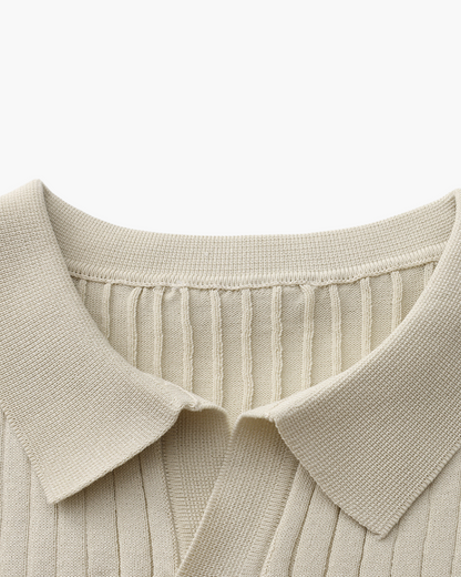 MONVIEL | Classic Collar Ribbed Knit Polo