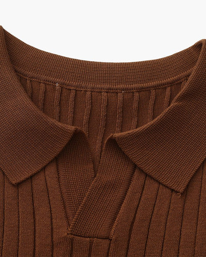 MONVIEL | Classic Collar Ribbed Knit Polo