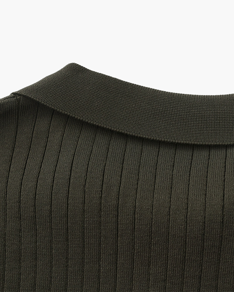 MONVIEL | Classic Collar Ribbed Knit Polo