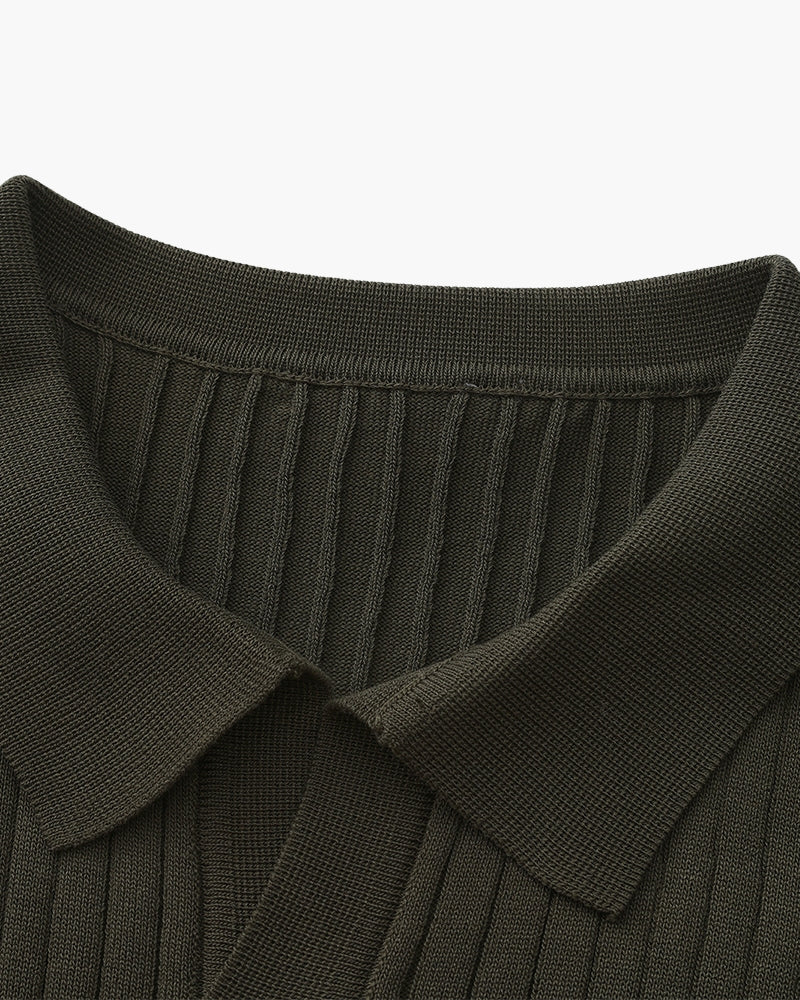 MONVIEL | Classic Collar Ribbed Knit Polo