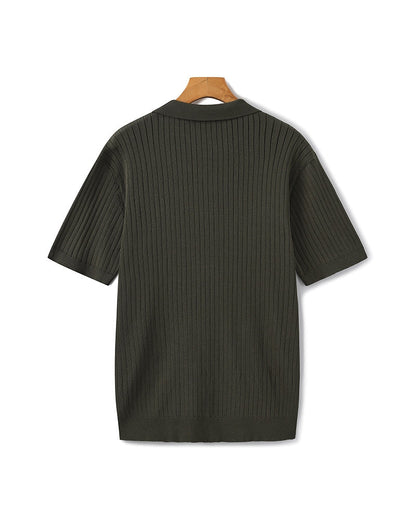MONVIEL | Classic Collar Ribbed Knit Polo