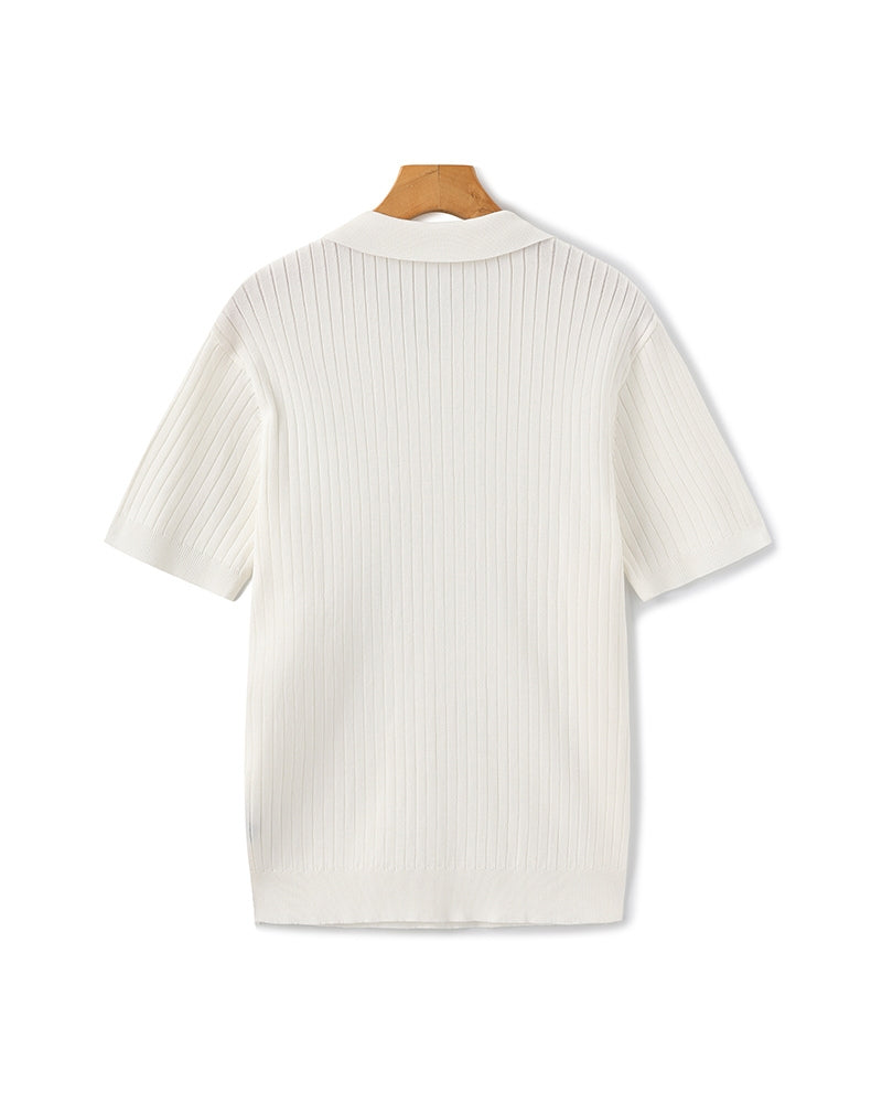 MONVIEL | Classic Collar Ribbed Knit Polo