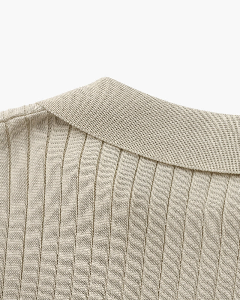 MONVIEL | Classic Collar Ribbed Knit Polo