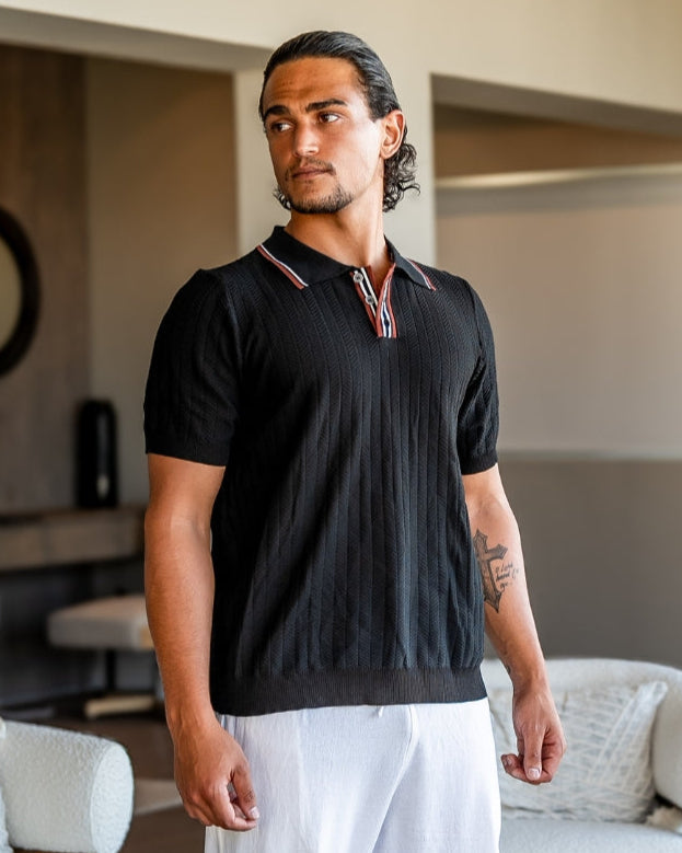 MONVIEL | HERRINGBONE KNIT POLO