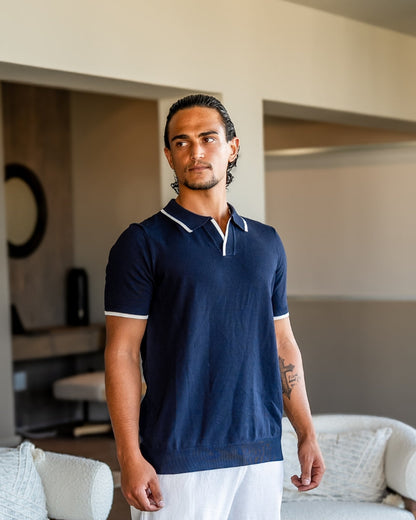 Ethan™ | Polo en maille avec liserés contrastés