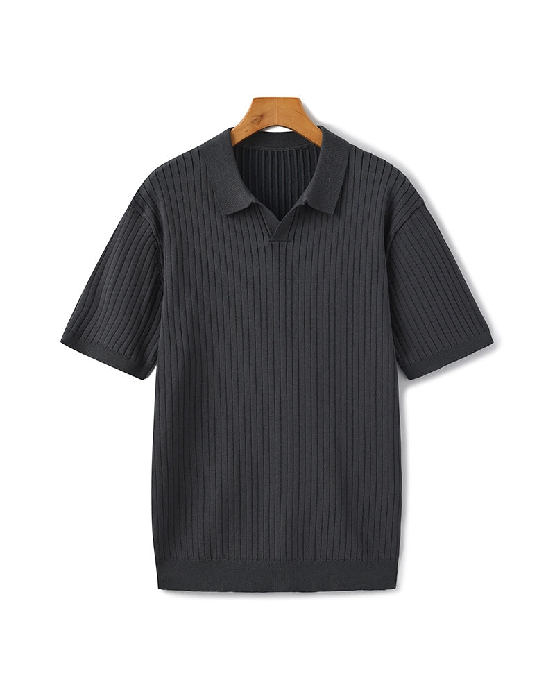 MONVIEL | Classic Collar Ribbed Knit Polo