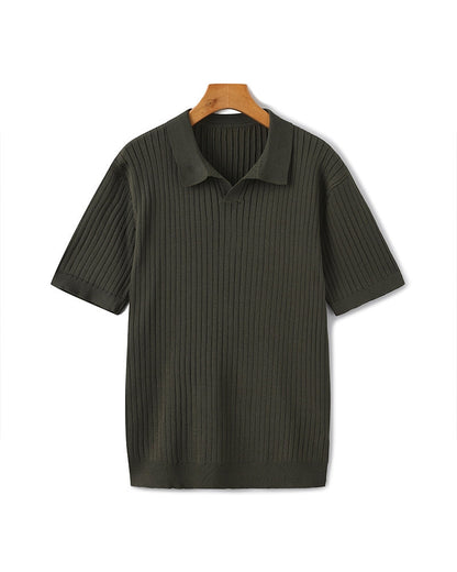 MONVIEL | Classic Collar Ribbed Knit Polo