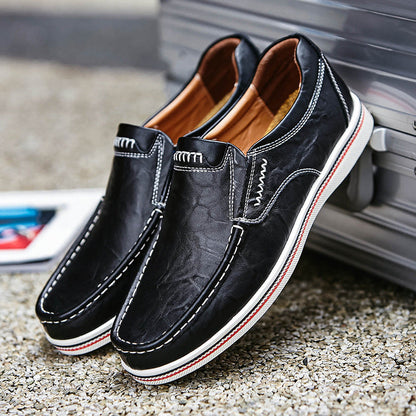 MANSSINO™ | Men's Leather Slip-On with Contrast Sole