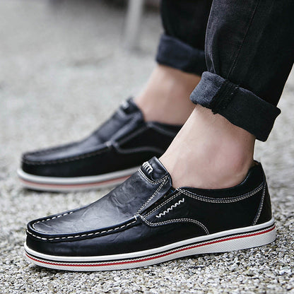 MANSSINO™ | Men's Leather Slip-On with Contrast Sole