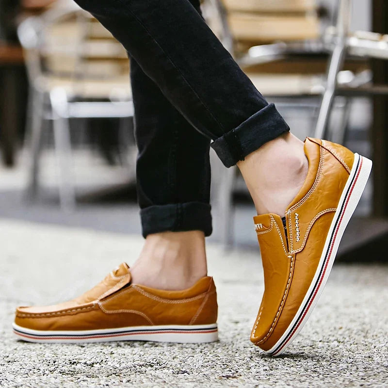 MANSSINO™ | Men's Leather Slip-On with Contrast Sole