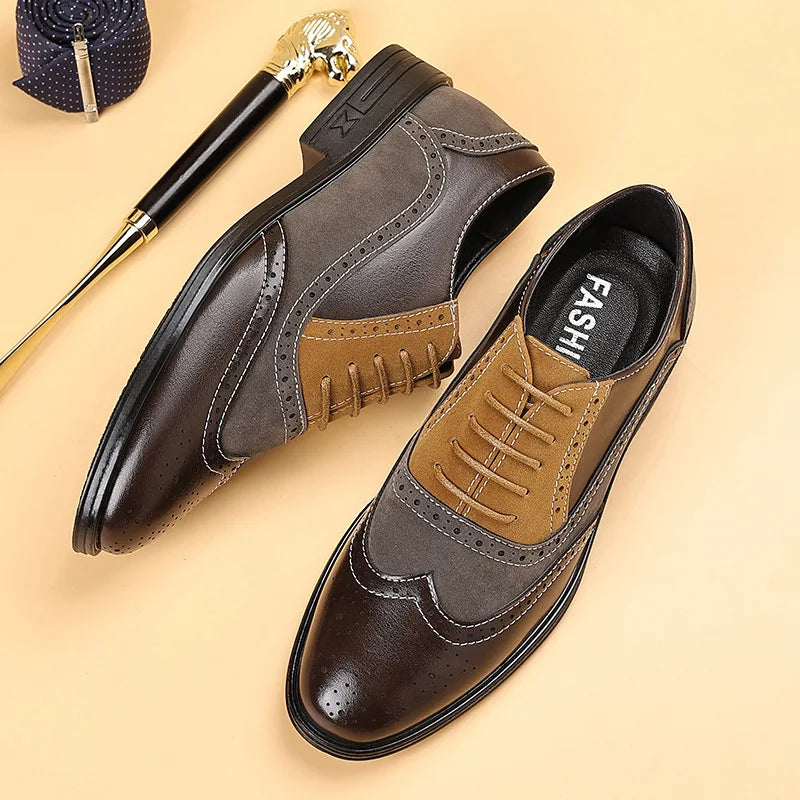 MANSSINO™ | Men's Color-Block Brogue Lace-Up Shoe