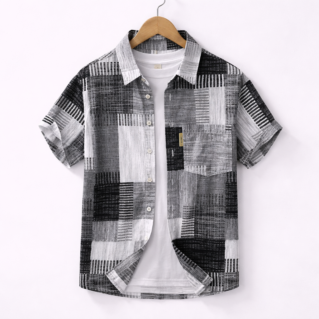 MONVIEL™ | Men's Short-Sleeve Patchwork Shirt