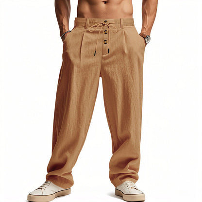 MANSSINO™ | Men's Cotton-Linen Straight-Leg Drawstring Trousers