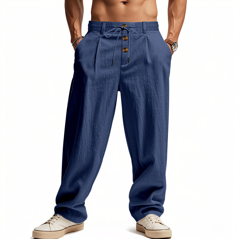 MANSSINO™ | Men's Cotton-Linen Straight-Leg Drawstring Trousers