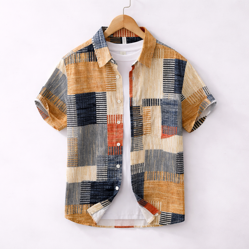 MONVIEL™ | Men's Short-Sleeve Patchwork Shirt