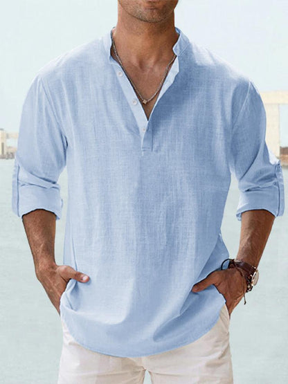 MONVIEL | Collarless Henley shirt