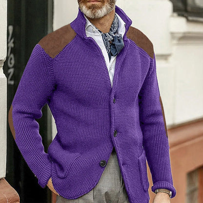 MANSSINO™ | Knit Jacket with Suede Patches
