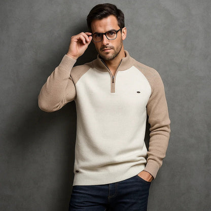 MONVIEL | Mens High-Collar Quarter-Zip Knit