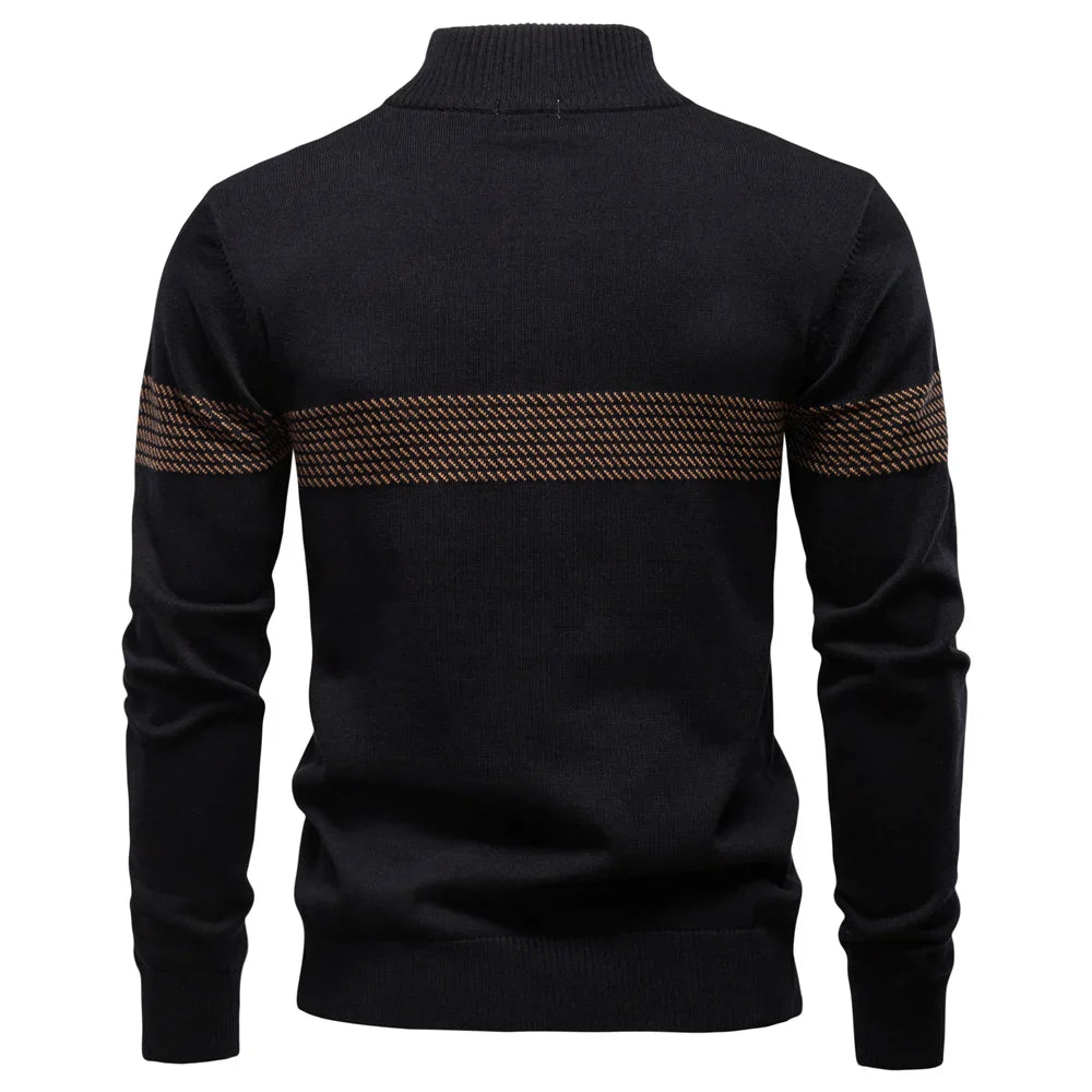 MANSSINO™ | Men's Chest Stripe Half-Zip Knit Pullover