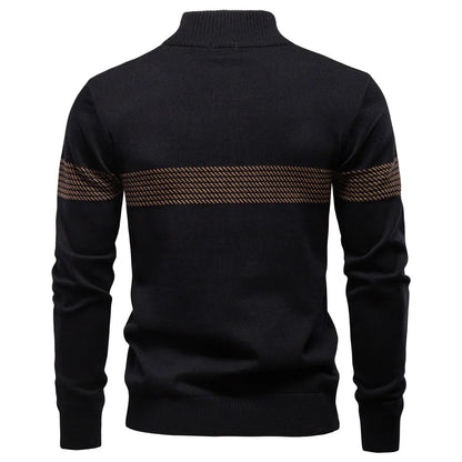 MANSSINO™ | Men's Chest Stripe Half-Zip Knit Pullover