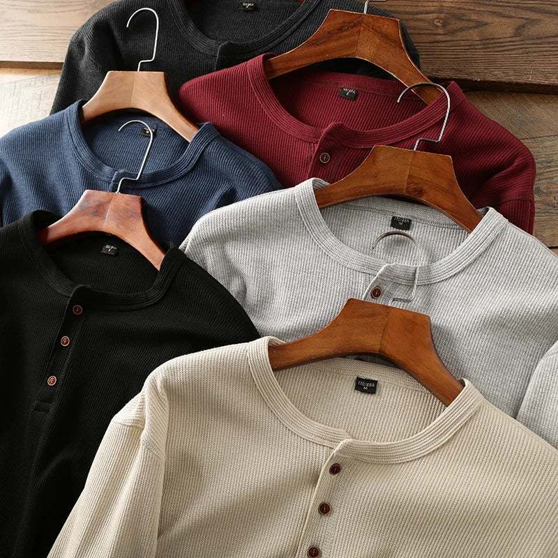 MONVIEL™ | Waffle-Knit Long Sleeve Henley