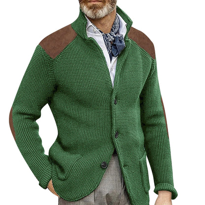 MANSSINO™ | Knit Jacket with Suede Patches