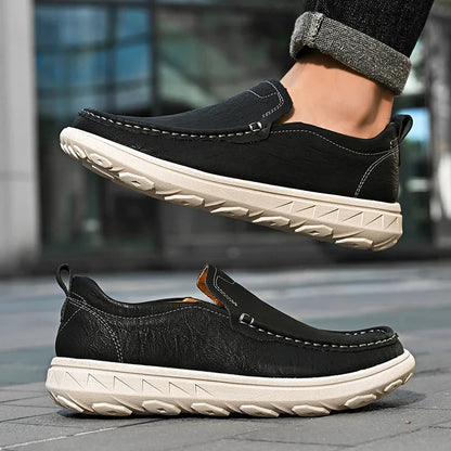 MANSSINO™ | Men's Textured Leather Slip-On with EVA Sole