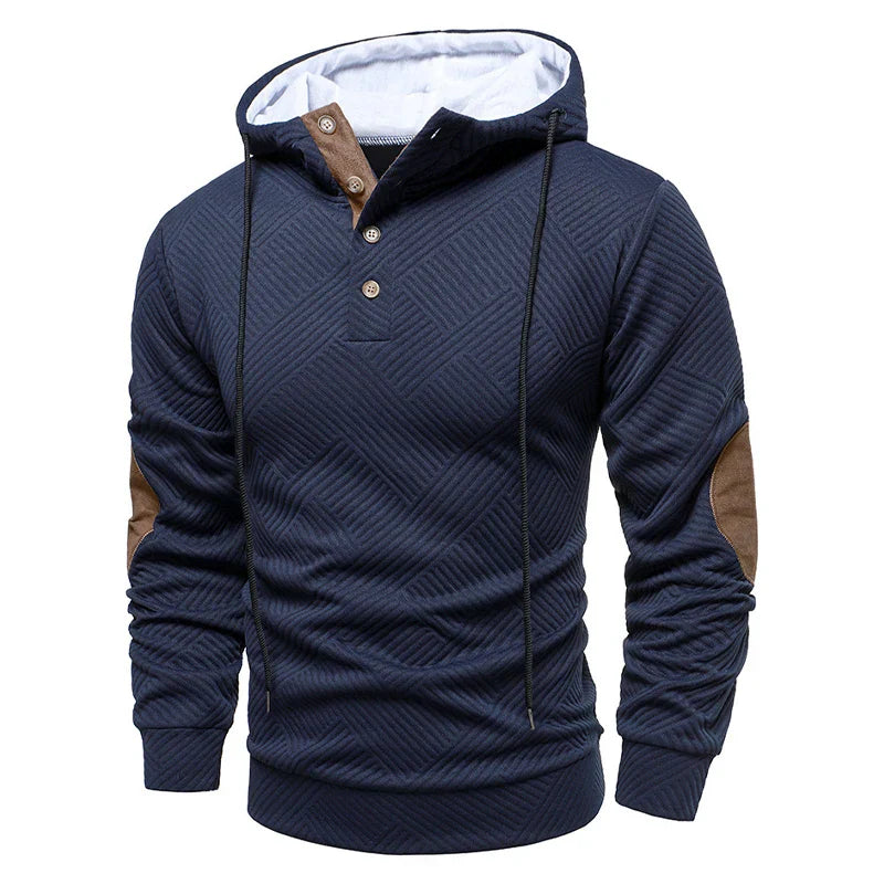 MANSSINO™ | Men's Hooded Button-Neck Knit Pullover