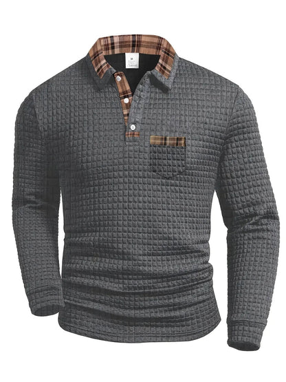 MANSSINO™ | Men's Textured Polo with Contrast Collar