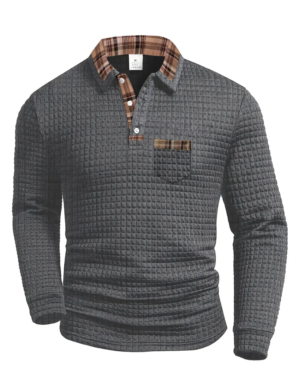MONVIEL™ | Fine-Check Long Sleeve Polo