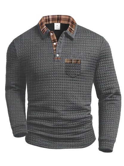 MONVIEL™ | Fine-Check Long Sleeve Polo