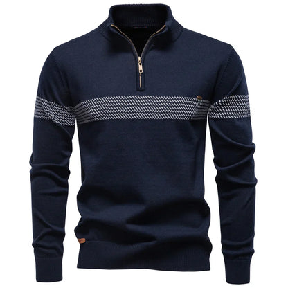 MANSSINO™ | Men's Chest Stripe Half-Zip Knit Pullover