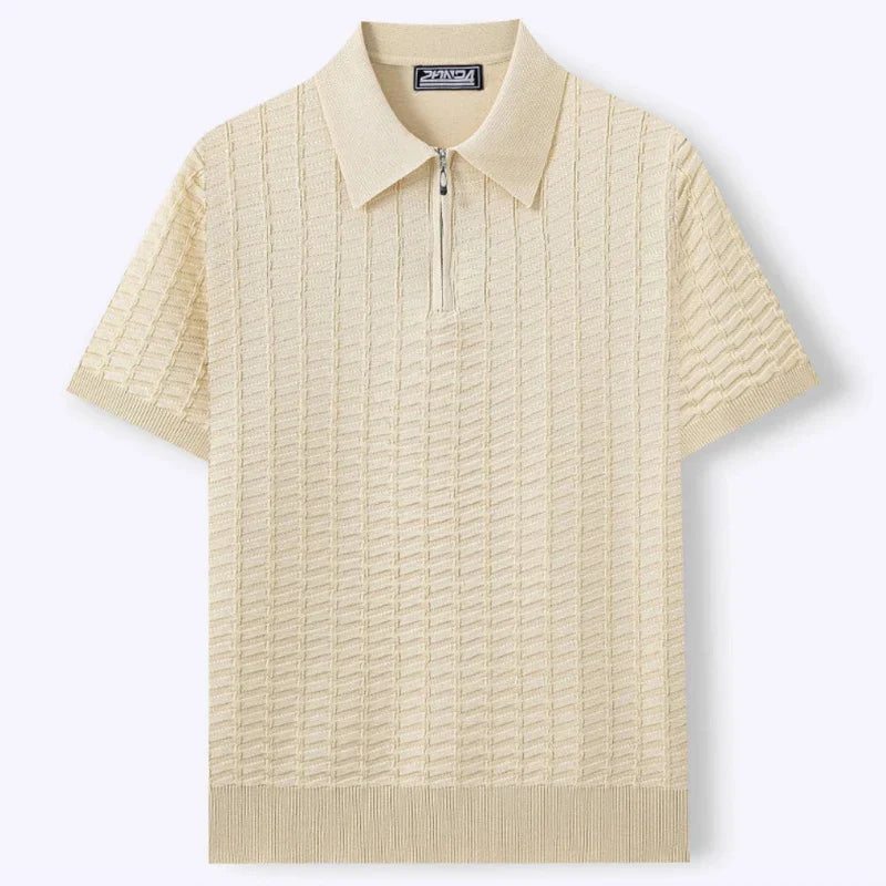 MONVIEL™ | Men's Textured Knit Zip-Collar Polo