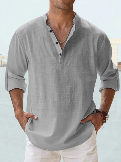 MONVIEL | Collarless Henley shirt