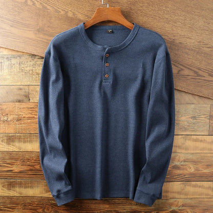MANSSINO™ | Men's Waffle Knit Long-Sleeve Henley