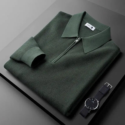 MANSSINO™ | Men's Waffle Knit Full-Zip Sweater