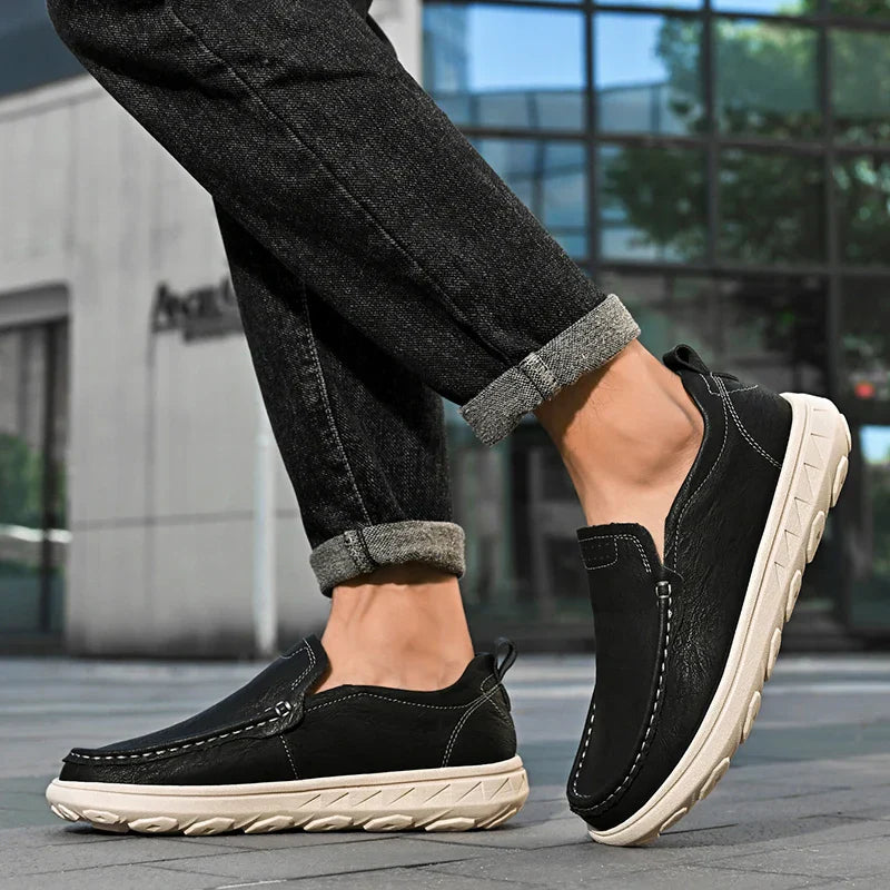 MANSSINO™ | Men's Textured Leather Slip-On with EVA Sole