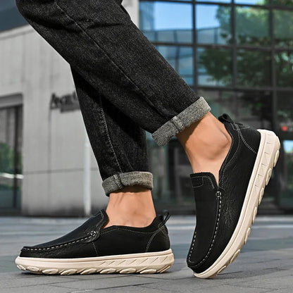 MANSSINO™ | Men's Textured Leather Slip-On with EVA Sole